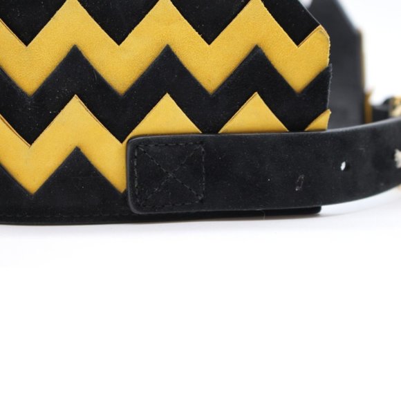 $725 Salvatore Ferragamo BLACK/YELLOW KID Leather Belt Size 65, 80 main image 5